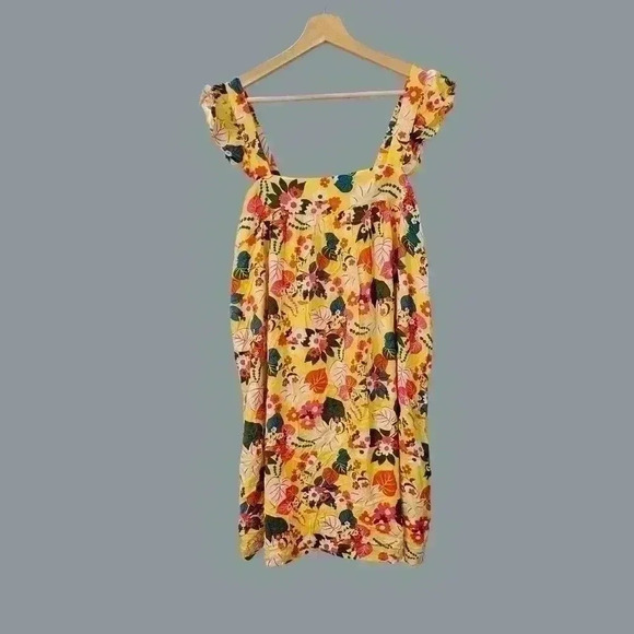 NWT Emily Wonder Yellow Floral Babydoll Dress w/ Ruffle Strap Size, Size 1X - Picture 2 of 6